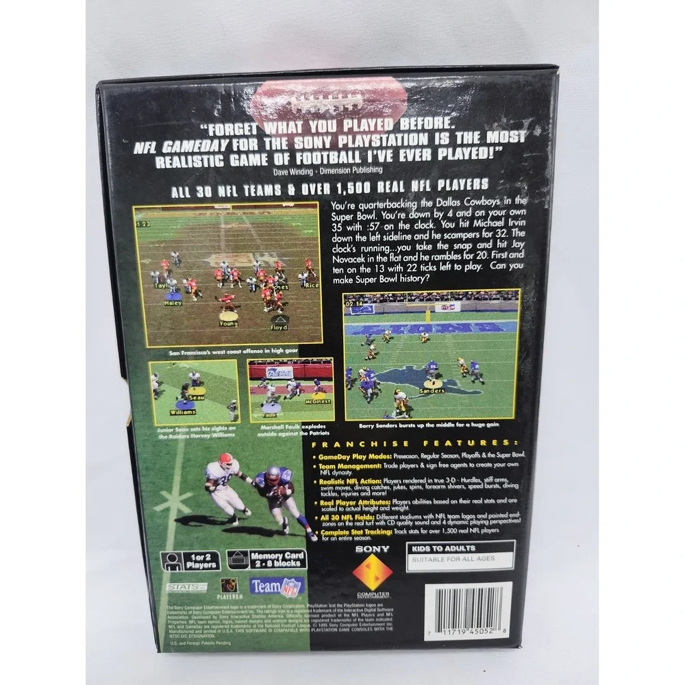 NFL Gameday- PS1 PlayStation Long Box Complete TESTED CIB